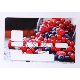 Sticker de personnalisation de carte bleue VISA modèle Fruits rouges (2 lignes)