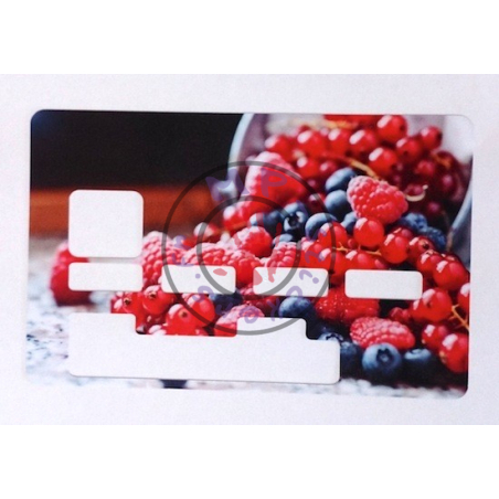 Sticker de personnalisation de carte bleue VISA modèle Fruits rouges (2 lignes)