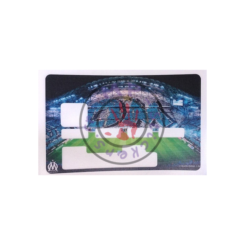 Sticker de personnalisation de carte bleue VISA modèle stade OM (2 lignes)