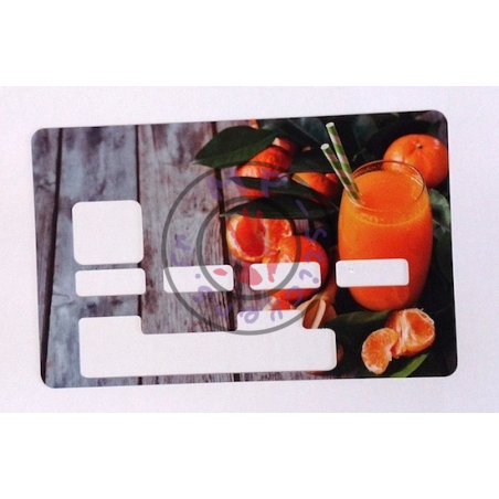 Sticker de personnalisation de carte bleue VISA modèle Jus d'orange (1 ligne)