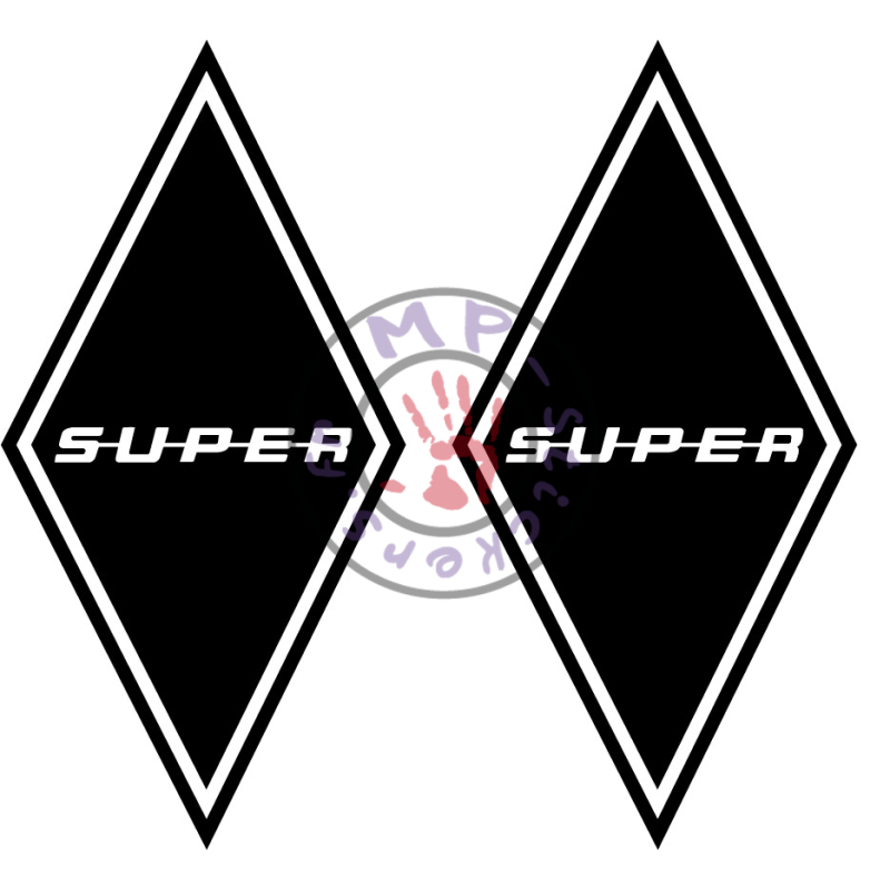 Stickers losange logo SUPER modèle 1  150x300mm (la paire)