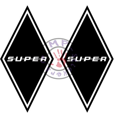 Stickers losange logo SUPER modèle 1  150x300mm (la paire)