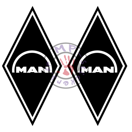Stickers losange logo MAN  modèle 3 150x300mm (la paire)