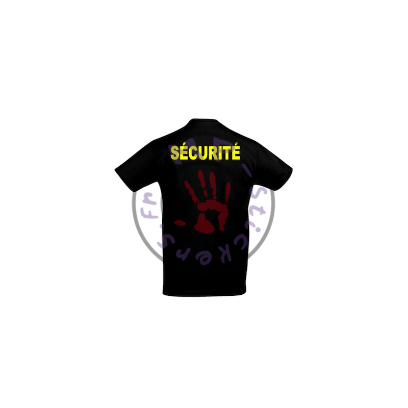 T-Shirt mixte noir avec inscription "SECURITE" en jaune dans le dos