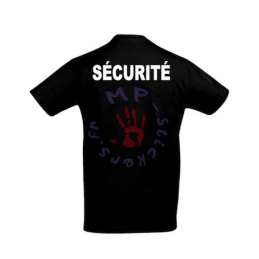 T-Shirt mixte noir avec inscription "SECURITE" en blanc dans le dos