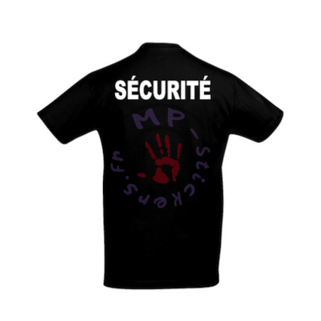T-Shirt mixte noir avec inscription "SECURITE" en blanc dans le dos
