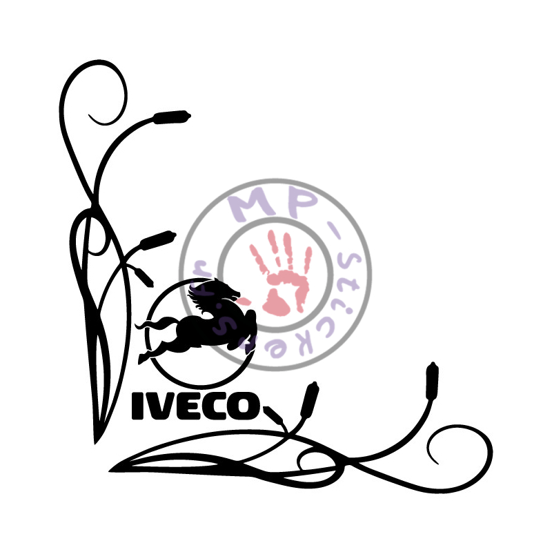 Sticker de vitre roseaux modèle 3 avec IVECO (la paire)