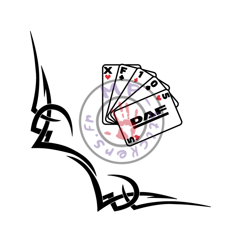 Sticker de vitre tribal 2 avec DAF Version Poker (la paire)