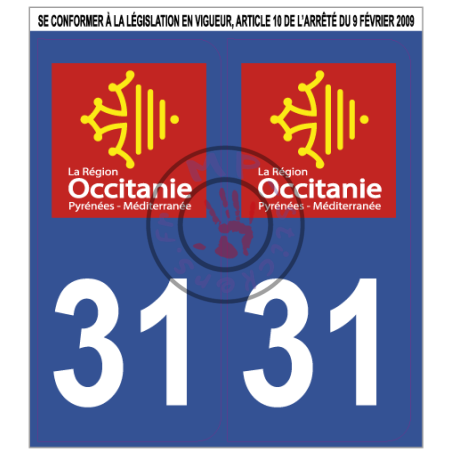 Stickers Plaque Immatriculation Occitanie Croix - Style Carbone, 2 Pièces, Vinyle Haute Définition, Fabriqué En France