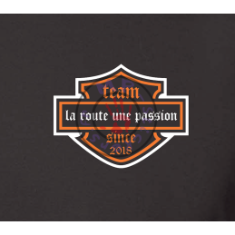 T-Shirt noir Team la Route une Passion -  personnalisable à votre prénom - orange