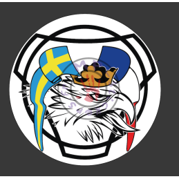 Sigle VABIS avec griffon et drapeaux Suède-France en couleur fond rond