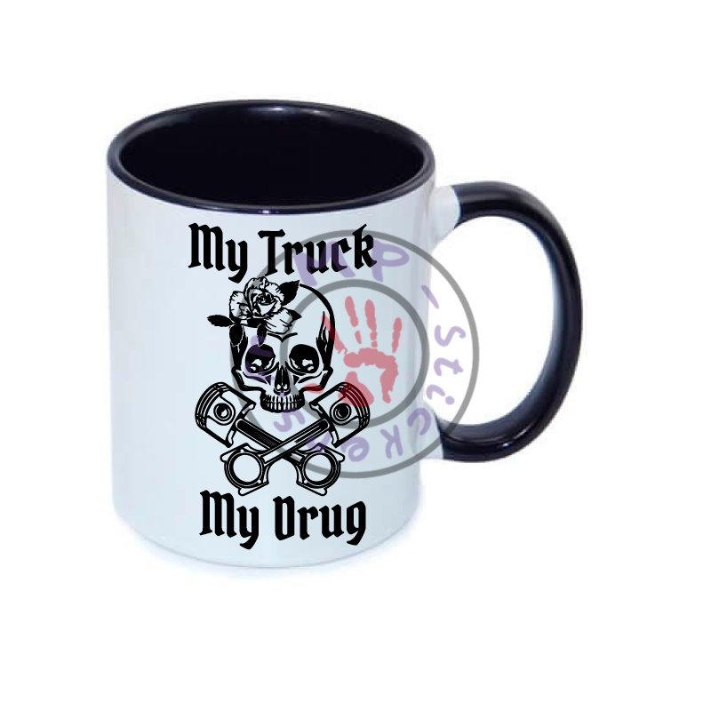 Mug My Truck My Drug  330ml  anse et intérieur NOIR Version femme céramique top qualité