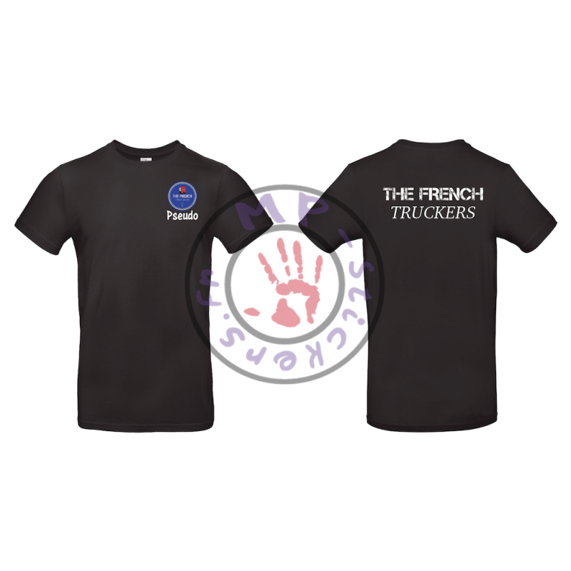 T-Shirt noir THE FRENCH Truckers dos et coeur et personnalisable à votre prénom