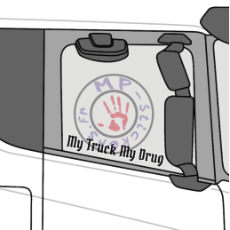 Stickers de vitres My Truck My Drug  610x10mm Version 2 couleurs sans logo (la paire) 