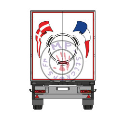 Stickers de portes de remorque avec drapeaux au choix autour d'un Vabis noir - 210cmx175cm