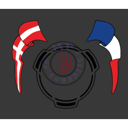 Stickers de portes de remorque avec drapeaux au choix autour d'un Vabis noir - 210cmx175cm