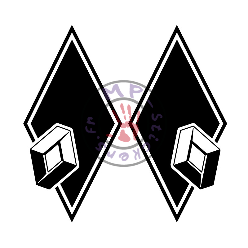 Stickers losange logo RENAULT modèle 6  150x300mm (la paire)