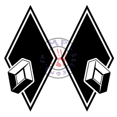 Stickers losange logo RENAULT modèle 6  150x300mm (la paire)