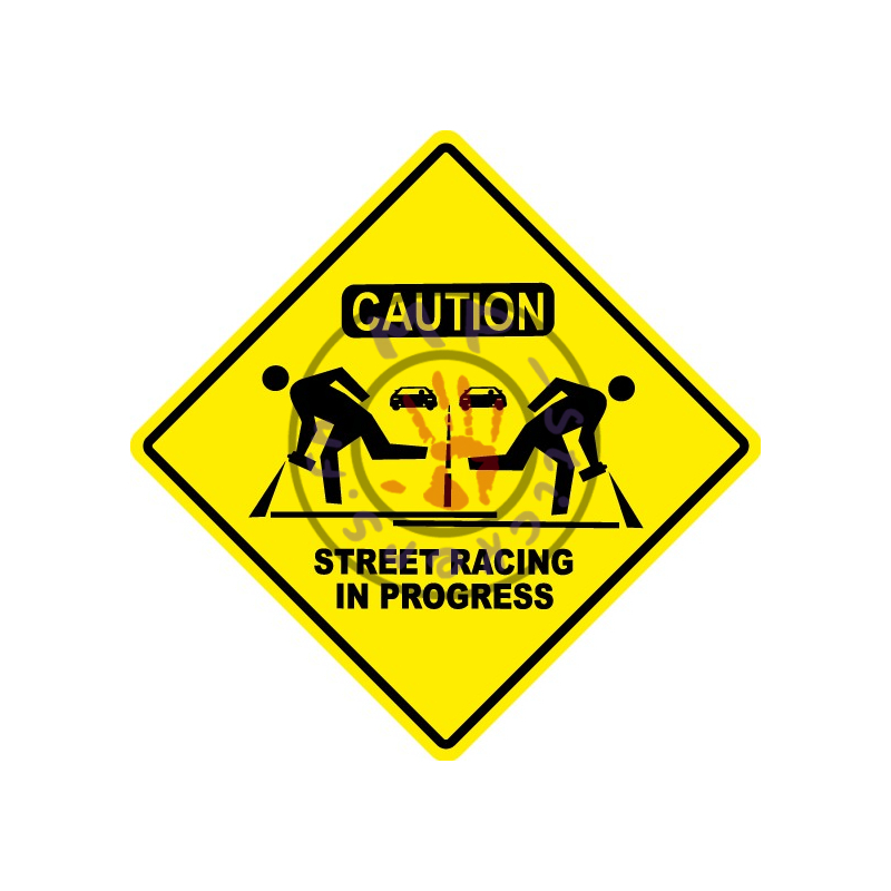Sticker Street Racing in Progress  impression quadri avec fond jaune