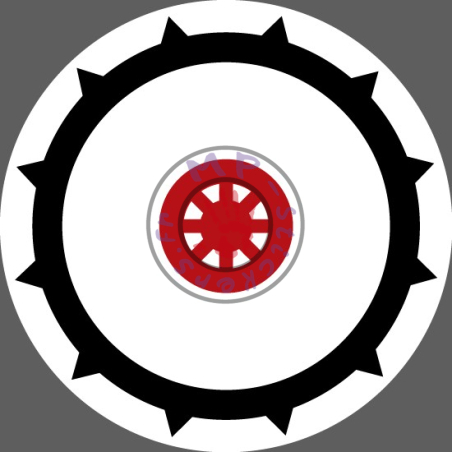 Sticker disque pneus cloutés 2 couleurs avec fond blanc (collage intérieur)